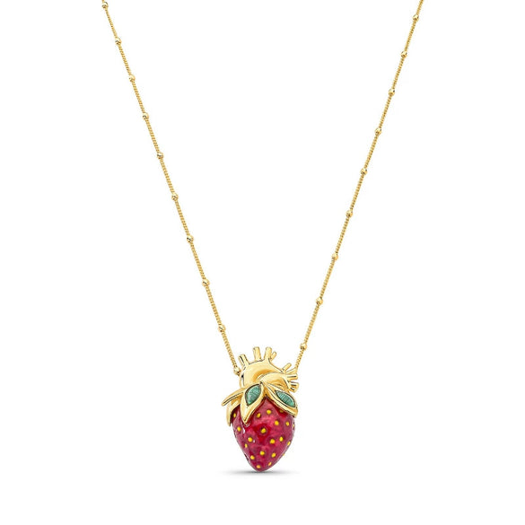 Wholesale Women's Strawberry Shape Stainless Steel Electroplated Stacking Style Pendant Necklace