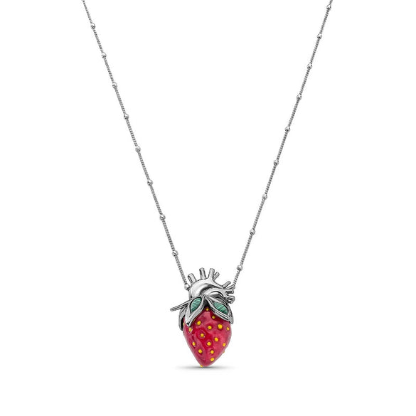 Wholesale Women's Strawberry Shape Stainless Steel Electroplated Stacking Style Pendant Necklace