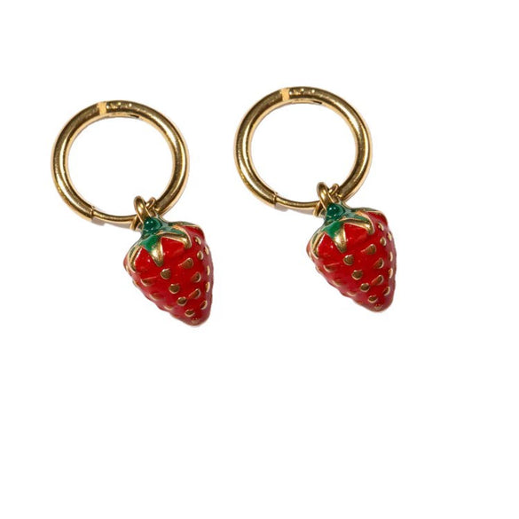 Wholesale Women's Strawberry Stainless Steel Vacuum Plated Earrings With Cute Style