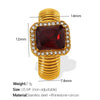 Wholesale Women's Street Style Geometric Zircon 316L Stainless Steel 18K Gold Plated Nonfading Ring Jewelry