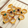 Wholesale Women's Street Style Geometric Zircon 316L Stainless Steel 18K Gold Plated Nonfading Ring Jewelry