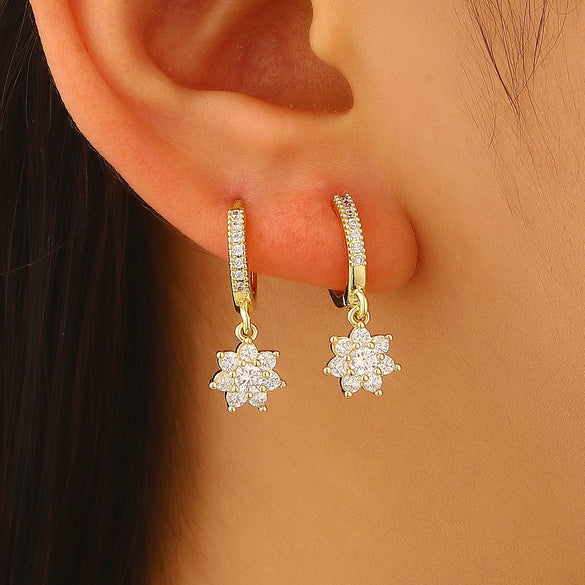 Wholesale Women's Street Style Minimalist Electroplated Environmentally Friendly Copper Earrings With Microinlaid Zircon Flowers Butterfly Animal Zodiac Drop Shape Designs