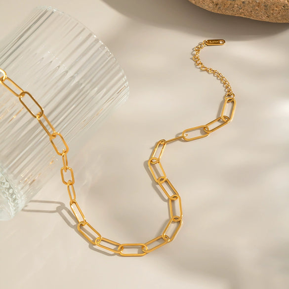Wholesale Women's Stylish Normcore Matching Niche Necklace With Geometric Paper Clip Chain Stainless Steel And Titanium Steel Electroplated Waterproof And Non Fading