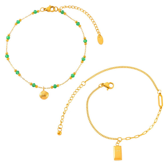 Wholesale Women's Summer Anklet With Shell Bric Pendant Titanium Steel Geometric Design