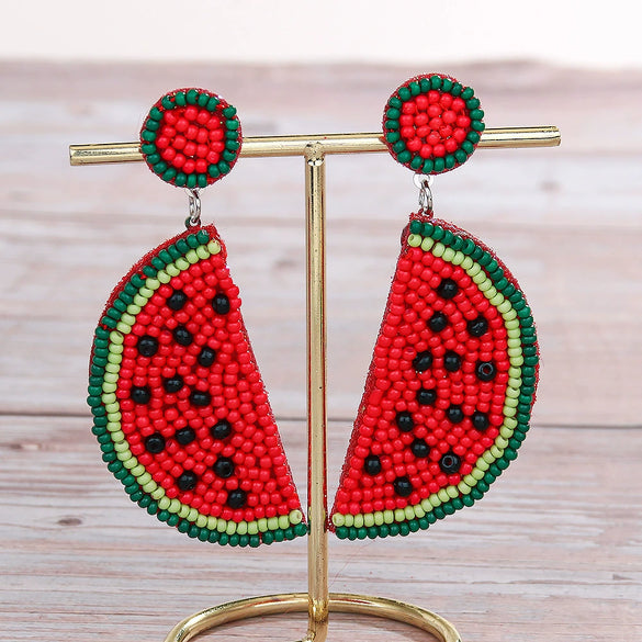 Wholesale Women's Summer Fruit Shaped Rice Bead Earrings In Little Fresh Style