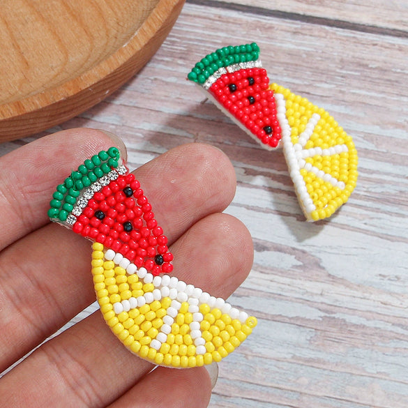 Wholesale Women's Summer Fruit Shaped Rice Bead Earrings In Little Fresh Style