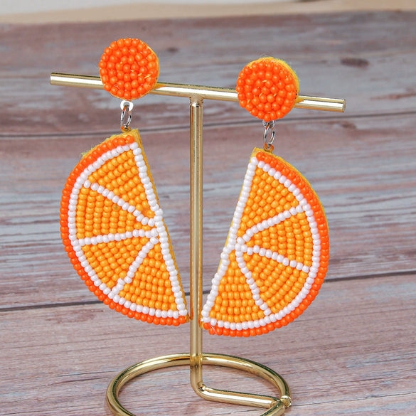 Wholesale Women's Summer Fruit Shaped Rice Bead Earrings In Little Fresh Style