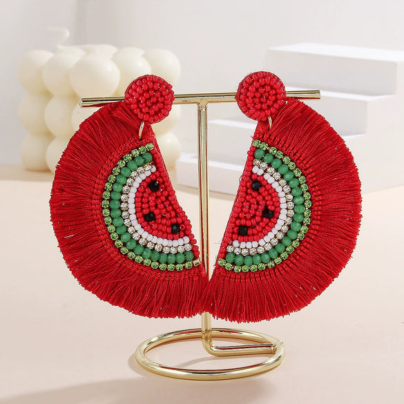 Wholesale Women's Summer Fruit Shaped Rice Bead Earrings In Little Fresh Style