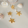 Wholesale Women's Summer Starfish Pearl Earrings Stainless Steel Pvd Furnace Vacuum Real Gold Plated