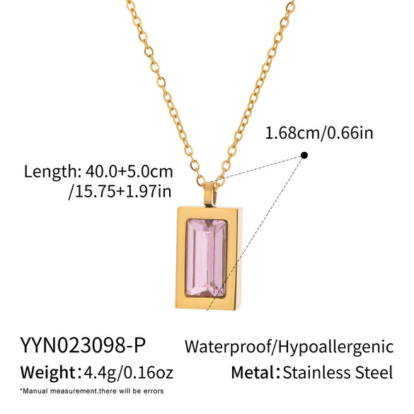Wholesale Women's Summer Waterproof Necklace Accessories Jewelry Inlaid Zircon With Geometric Shape Stainless Steel Electroplating