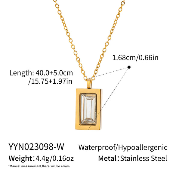 Wholesale Women's Summer Waterproof Necklace Accessories Jewelry Inlaid Zircon With Geometric Shape Stainless Steel Electroplating