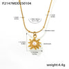 Wholesale Women's Sunflower Beads Collarbone Necklace Stainless Steel Plated 18K Gold Color Electroplated Geometric Light Luxury Style