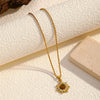 Wholesale Women's Sunflower Shaped Stainless Steel Real Gold Plated Necklace Vintage Niche Design Jewelry