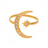 Wholesale Women's Super Flash Geometric Stainless Steel Ring With Star And Moon Design Electroplated Hand Jewelry