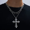 Wholesale Women's Sweet And Cool Flower Pattern Zinc Alloy Electroplated Cross Pendant Necklaces