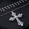 Wholesale Women's Sweet And Cool Flower Pattern Zinc Alloy Electroplated Cross Pendant Necklaces