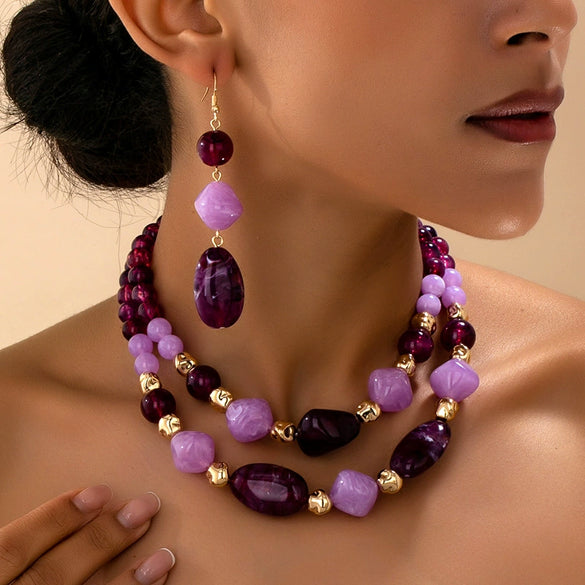 Wholesale Women's Sweet And Cool Geometric Acrylic Alloy Electroplated Necklace Jewelry