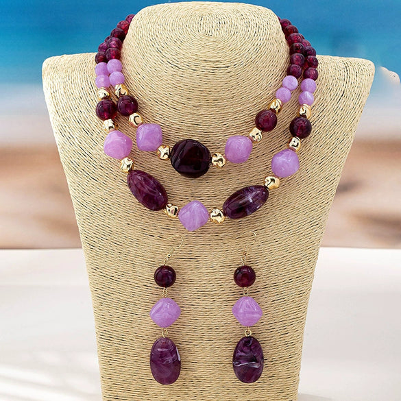 Wholesale Women's Sweet And Cool Geometric Acrylic Alloy Electroplated Necklace Jewelry
