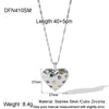 Wholesale Women's Sweet And Cool Geometric Heart Pendant Stainless Steel 18K Goldplated Necklace Earrings Jewelry Set
