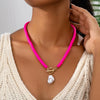 Wholesale Women's Sweet And Cool Style Alloy Electroplated Flower Shape Necklace With Regular Chain
