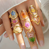 Wholesale Women's Sweet And Cool Style Electroplated Stainless Steel Flower Ring