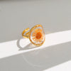 Wholesale Women's Sweet And Cool Style Electroplated Stainless Steel Flower Ring