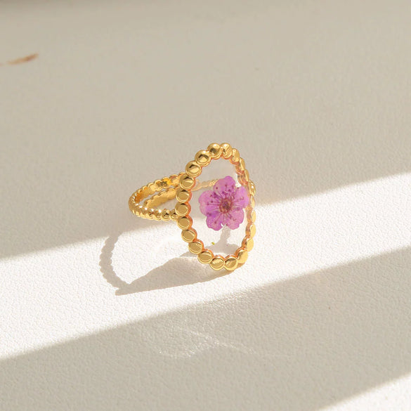 Wholesale Women's Sweet And Cool Style Electroplated Stainless Steel Flower Ring