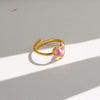Wholesale Women's Sweet And Cool Style Electroplated Stainless Steel Flower Ring