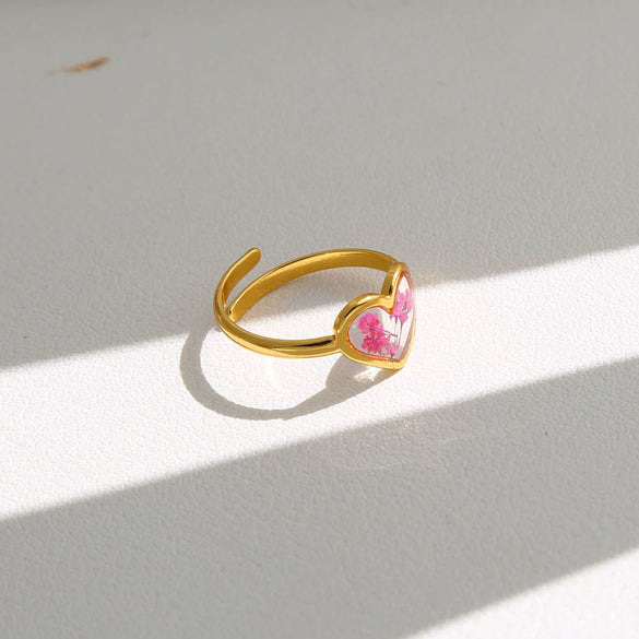 Wholesale Women's Sweet And Cool Style Electroplated Stainless Steel Flower Ring