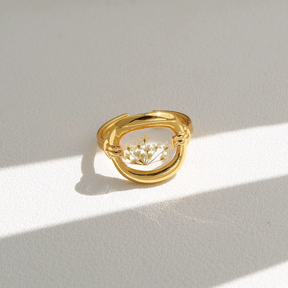 Wholesale Women's Sweet And Cool Style Electroplated Stainless Steel Flower Ring