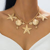 Wholesale Women's Sweet And Cool Style Flower Shape Alloy Zinc Alloy Electroplated Starfish Ocean Element Shell Necklace Choker Jewelry