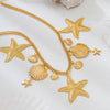 Wholesale Women's Sweet And Cool Style Flower Shape Alloy Zinc Alloy Electroplated Starfish Ocean Element Shell Necklace Choker Jewelry