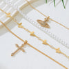 Wholesale Women's Sweet And Cool Style Flowershaped Alloy Electroplated Pearl Chain Necklace Set Highend Jewelry Accessories