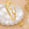 Wholesale Women's Sweet And Cool Style Geometric Alloy Electroplated Hand Jewelry And Earrings Set