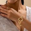 Wholesale Women's Sweet And Cool Style Geometric Alloy Electroplated Hand Jewelry And Earrings Set
