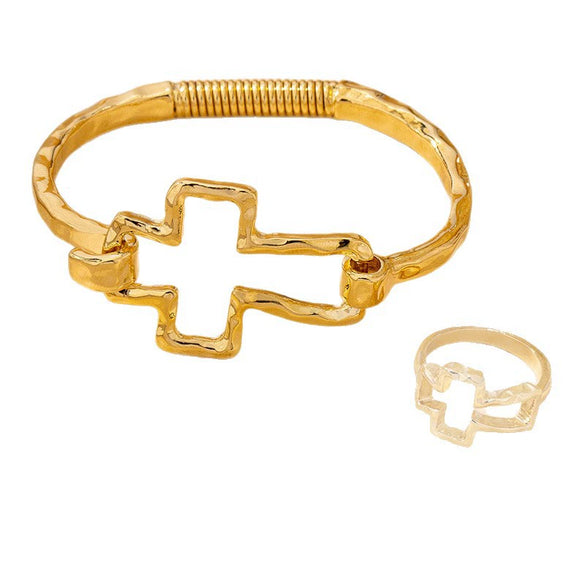 Wholesale Women's Sweet And Cool Style Geometric Alloy Electroplated Hand Jewelry And Earrings Set