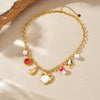 Wholesale Women's Sweet And Cool Style Heart Shape Stainless Steel Electroplated Pendant Necklace With Oshaped Chain