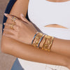 Wholesale Women's Sweet And Cool Style Stainless Steel Titanium Steel Electroplated Flower Curve Bracelet Ring Jewelry