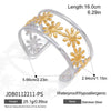 Wholesale Women's Sweet And Cool Style Stainless Steel Titanium Steel Electroplated Flower Curve Bracelet Ring Jewelry