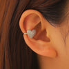 Wholesale Women's Sweet And Elegant Copper Electroplated Heartshaped Nonpierced Ear Cuffs With Diamonds