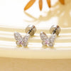Wholesale Women's Sweet Animal Style Butterfly Inlaid Zircon Copper Titanium Steel Perforated Earrings