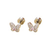 Wholesale Women's Sweet Animal Style Butterfly Inlaid Zircon Copper Titanium Steel Perforated Earrings