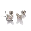 Wholesale Women's Sweet Animal Style Butterfly Inlaid Zircon Copper Titanium Steel Perforated Earrings