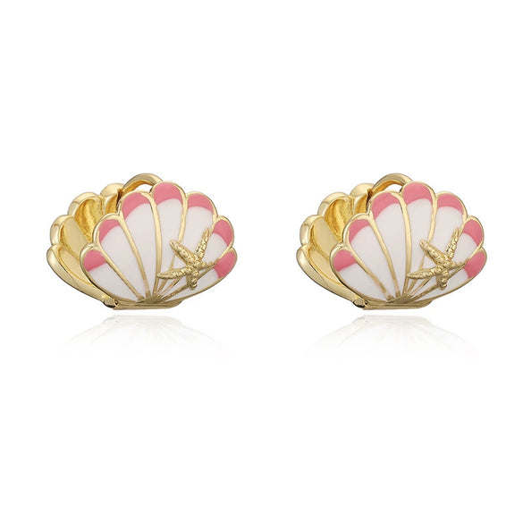 Wholesale Women's Sweet Animal Zodiac Copper Oildropping Starfish Shell Earrings
