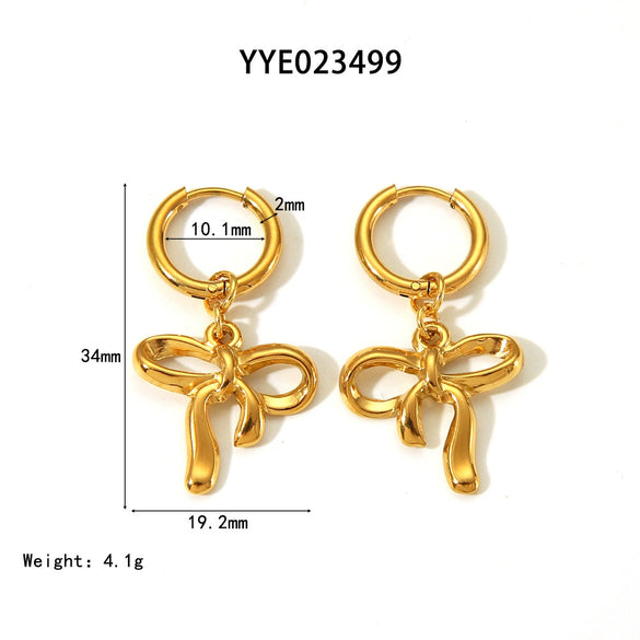 Wholesale Women's Sweet Bow Design Earrings Jewelry In Stainless Steel With Vacuum Real Gold Electroplating In Pvd Furnace