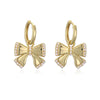 Wholesale Women's Sweet Copper Inlaid Pearl Animal Zodiac Bow Earrings