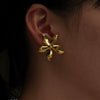 Wholesale Women's Sweet Elegant Flower Titanium Steel Earrings With Electroplating