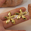 Wholesale Women's Sweet Elegant Flower Titanium Steel Earrings With Electroplating