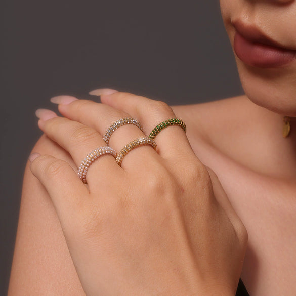 Wholesale Women's Sweet Fashion Bright Zircon Light Luxury Ring Stainless Steel Pvd Electroplated Geometric Finger Ring Jewelry