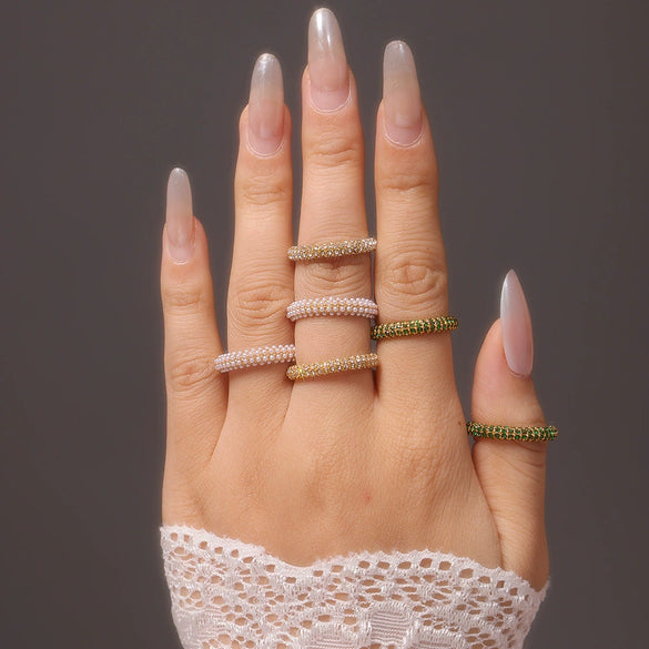 Wholesale Women's Sweet Fashion Bright Zircon Light Luxury Ring Stainless Steel Pvd Electroplated Geometric Finger Ring Jewelry